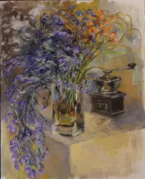 Still life with old coffee grinder by Tatyana Soboleva, Oil