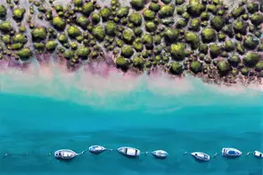Australian ocean landscape seen from bird eye view