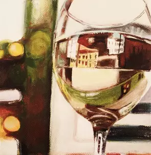 The world from my wine glass- Europe trip by Ruby Jackson, Acrylic, Abstract