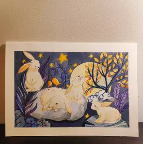 rabbits by li wang, Watercolour, Illustration