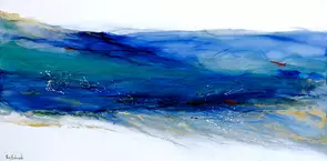 Abstract seascape emphasising ocean movement and patterns.