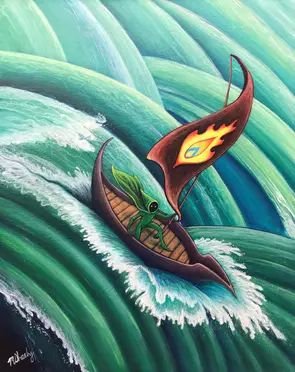 Man in green sailing rapids