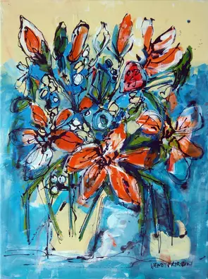 Summer Blooms by Wendy Eriksson, Mixed Media