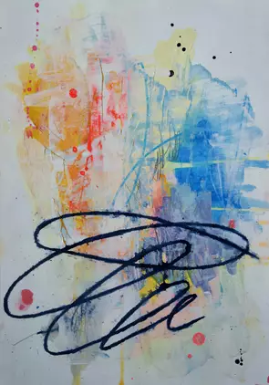 Colourful abstract work on paper