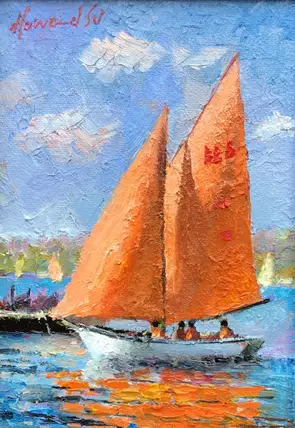 Sailboat by Howard Su, Oil, Expressionism