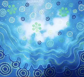 Blue water dots and calming