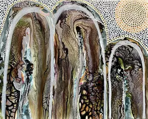 Abstract mountains with metallic acrylics