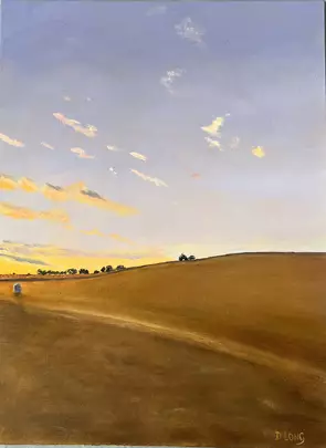 Sunset over the vineyard.