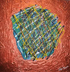 abstract, swirly lines, copper background