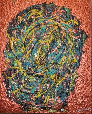 swirly lines on a copper background