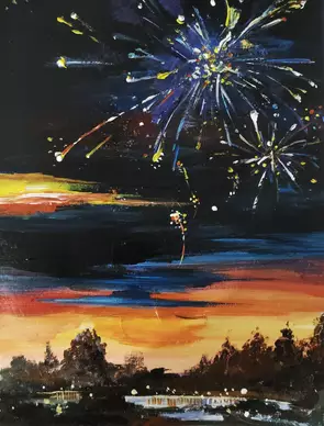 Fireworks by li wang, Acrylic