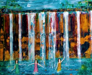 This painting has been created using my Imagination or minds eye with no references or photos used it has an abstract qualit…