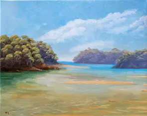 The beautiful turquoise water of the Pambula river, out to the Sapphire Coast