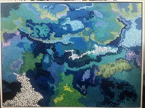 Journey through cool blues and vibrant greens on an underwater map.