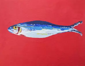 Sardines 10 by Amanda Cutlack, Oil, Impressionism