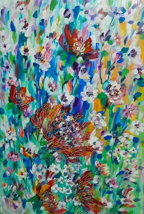 Wild flowers in a field of grasses