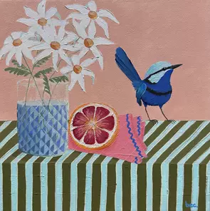 Little Blue Bar Keep’s Weekend Off by Bec Davidson, Acrylic, Australiana