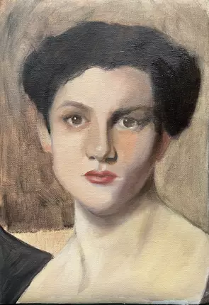 Portrait of a Edwardian lady staring at the viewer