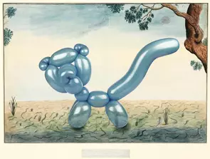 Australian landscape flora and fauna colonial-era painting by naturalist and convict arist Thomas Watling, with a quoll reim…