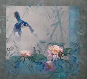 What if you were flying over a tranquil lily pond, seeing flowers, symbols and patterns.