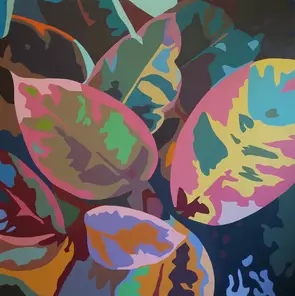 A bunch of colourful leaves.