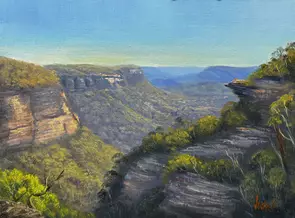 Original oil painting of Blue Mountains views over the valleys by Christopher Vidal