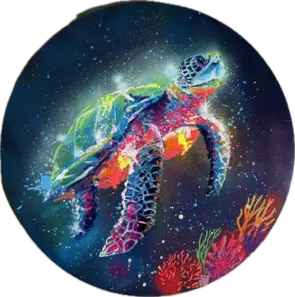 “Luminous Voyage” captures the radiant spirit of a sea turtle gliding through an ocean alive with colour and light. Inspired…
