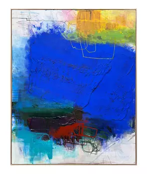 abstract painting with yves klein blue