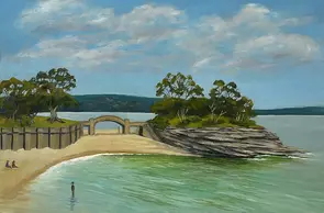 Balmoral Beach with bridge and island.
