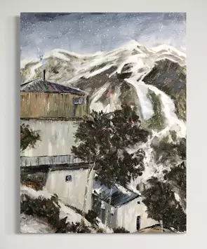 'Snowy Thredbo Village’ Acrylic on canvas 91x121cm Ready to hang Comes with certificate of authenticity
