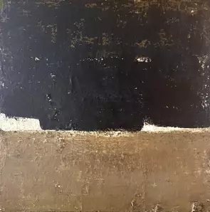 An abstract landscape with horizon and white cliffs