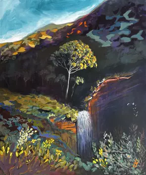 **Govetts Leap Falls** An expressive interpretation of the magnificent Grose Valley in the Blue Mountains. Vibrant colour, d…