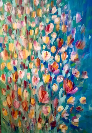 Flower of Tulips in a field