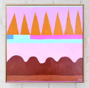 abstract landscape with ochre and pink