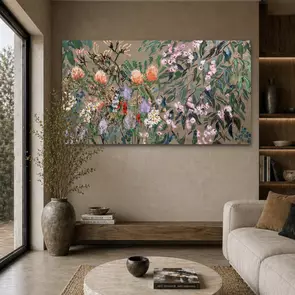 Australian wildflowers placed in an abstract composition.
