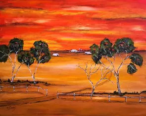 Australian Outback Skyline Original painting on canvas #australia #ejcairnsart