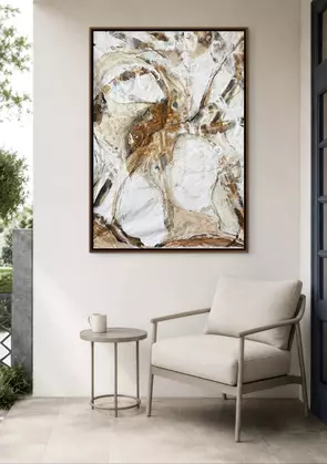 Rich earthy tones of rust, ochre, warm brown and sandy beige flow through layers of soft white, cream and subtle grey. Sweep…