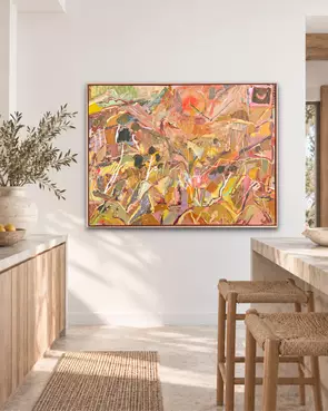 earthy colours and nature inspired marks forged and woven together in an intuitive abstract landscape. Stepping back in time