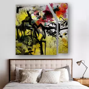 Sticks And Stones - Diptych by Lynne Godina-Orme, Mixed Media, Abstract