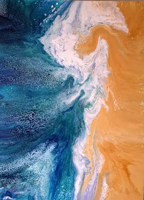 blue and gold abstract beachscape