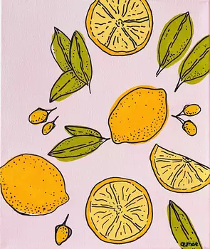 Simple Citrus by Ayla Hawkey, Acrylic, Botanical