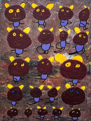 Moody Bears by Damien Conte, Acrylic, Abstract