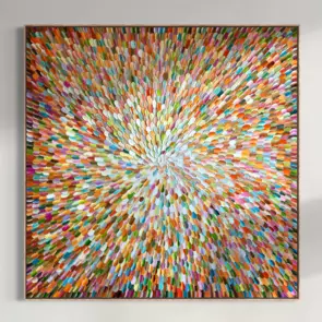 Solar bloom - 124x124cm, FRAMED by Tatiana Georgieva, Acrylic, Abstract