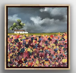 Wild Iris Meadow Australian contemporary landscape by SeEun Winfield, Acrylic, Abstract