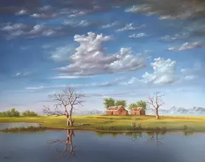 OUTBACK HOMESTEAD IN THE WEST by Matt Symons, Oil