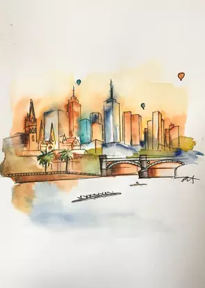 A Melbourne Moment by Bec Grant, Watercolour