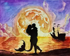 Under the Moon Prints by Ahmed Al-zoubeidi, Watercolour