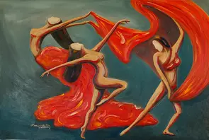 Dancers by Hamid Javanmard, Oil