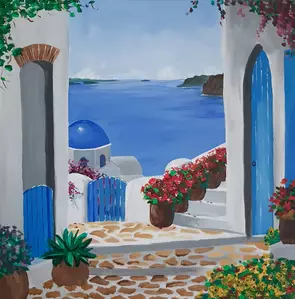 Little Santorini by Stefanie Calos, Acrylic
