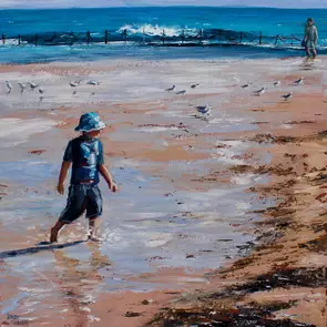 Newcastle Beach by Libby Cusick, Acrylic